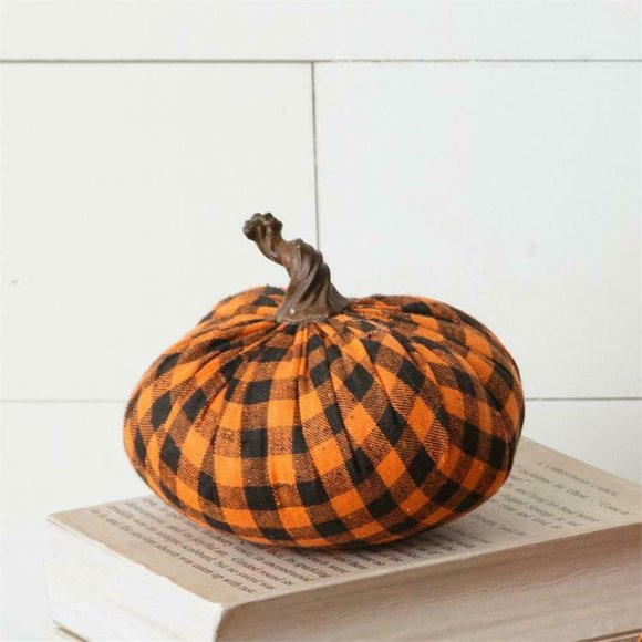 Other - Orange and Black Buffalo Plaid Small Pumpkin